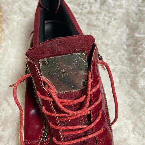 Giuseppe Zanotti Burgundy red Sneakers Low Top Double Zipper Size EU 41 US8 - Picture 9 of 12
